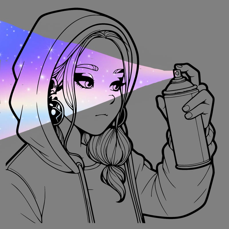 a realistic girl, spray painting
