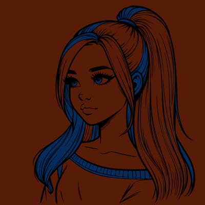 realistic girl with a high ponytail