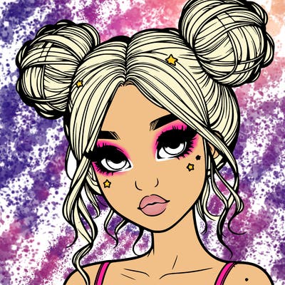 realistic girl with space buns