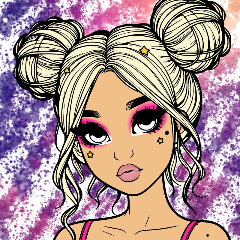 realistic girl with space buns
