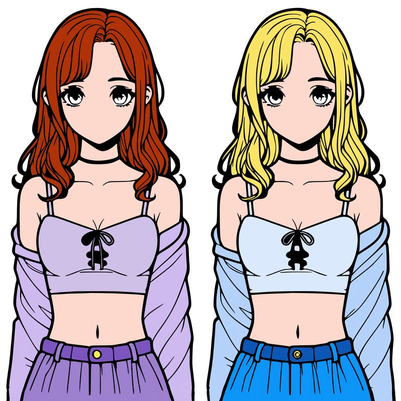 realistic girl split in 4 sections