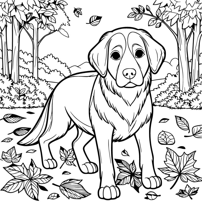 realistic dog in the fall