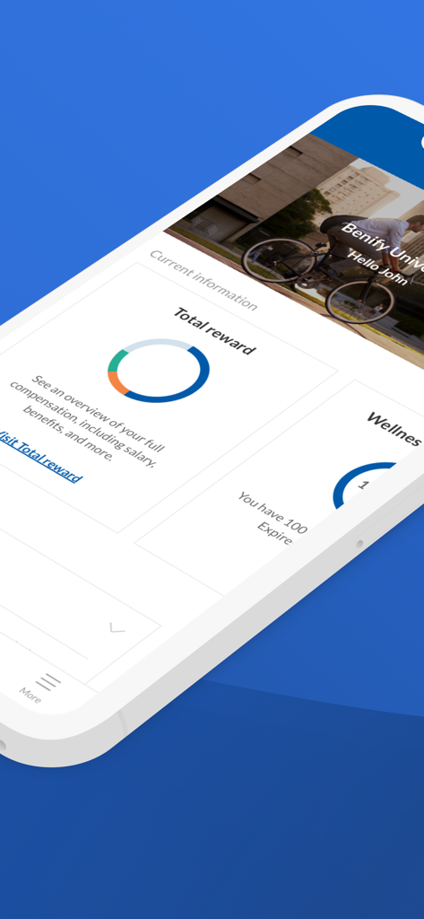 Benify app screen showing total reward and wellness benefits dashboard
