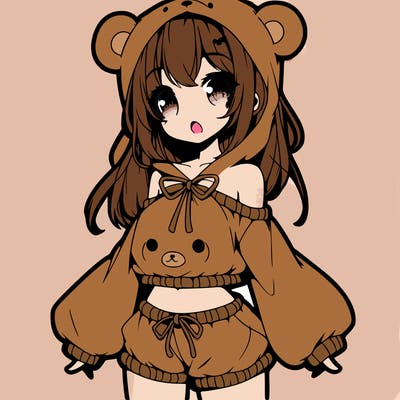 anime girl with teddy bear outfit