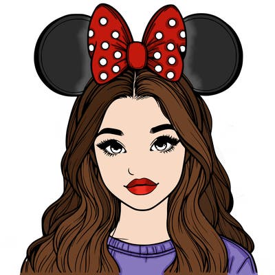 aesthetic realistic girl wearing mickey mouse ears