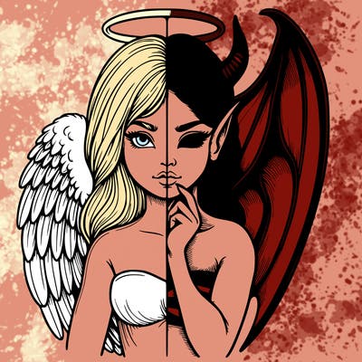 realistic angel half demon