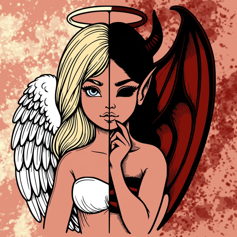 realistic angel half demon