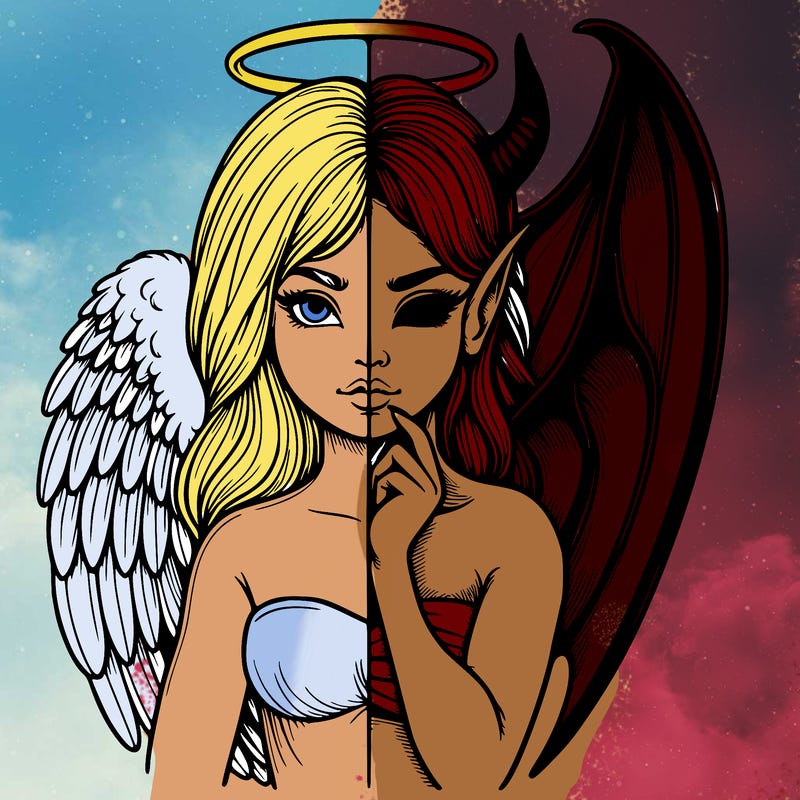 realistic angel half demon