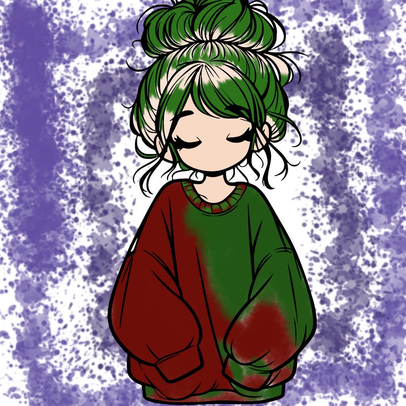 girl with baggy sweatshirt and messy bun