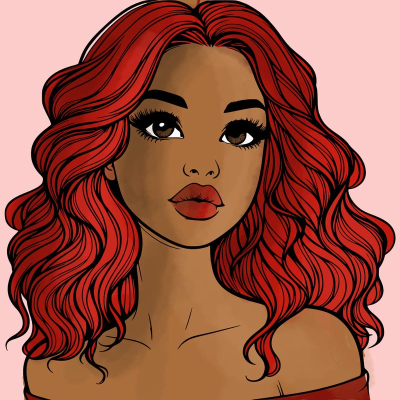 realistic girl with wavy hair and lips