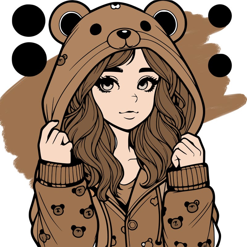 realistic girl in a animal pjs hoodie