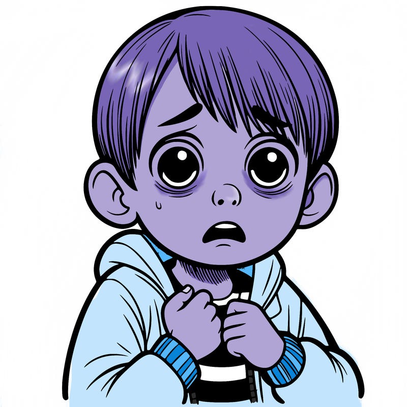 scared realistic boy with little hair