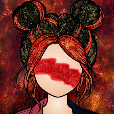 realistic girl with buns on the top of her hair