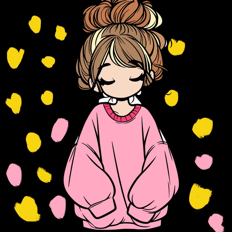 girl with baggy sweatshirt and messy bun