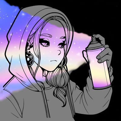 a realistic girl, spray painting
