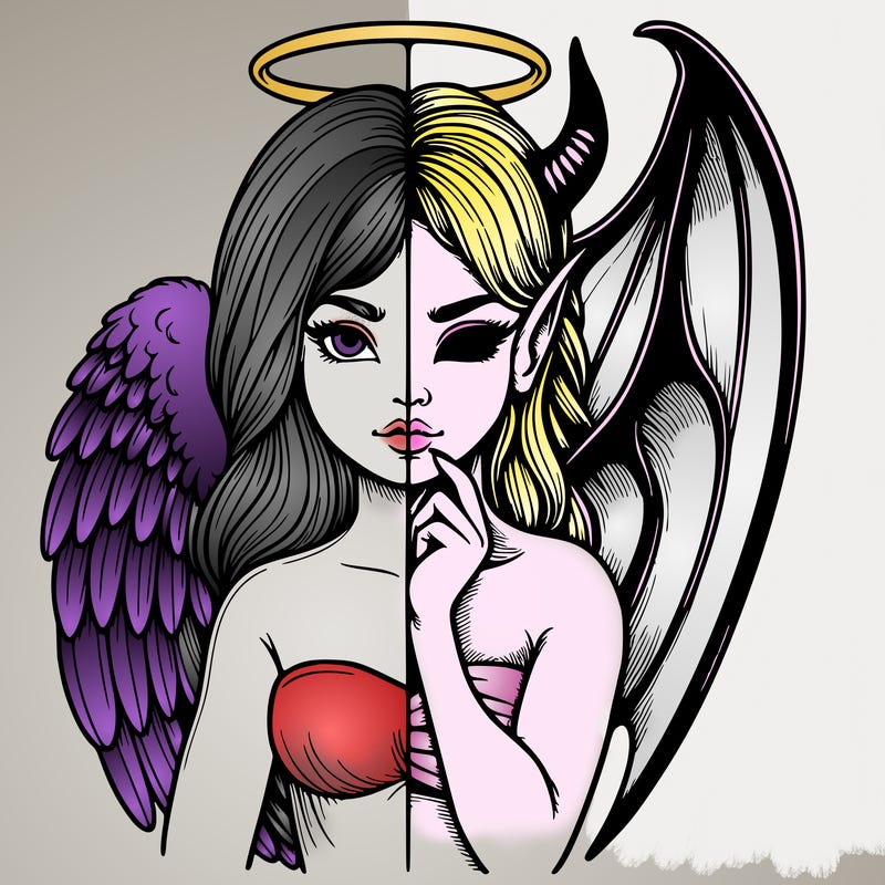 realistic angel half demon