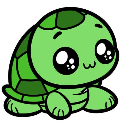 cute little animated turtle