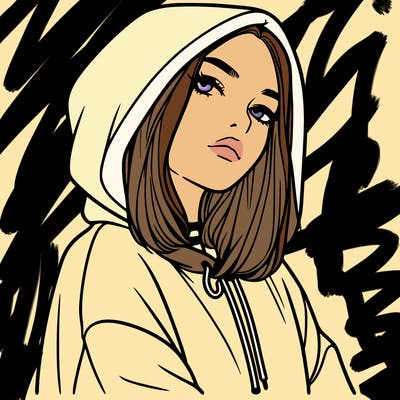 a realistic girl in a hoodie