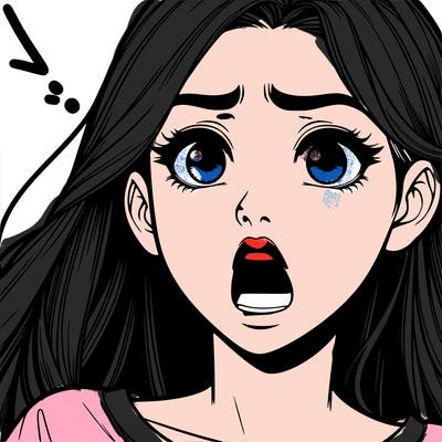 a shocked realistic girl