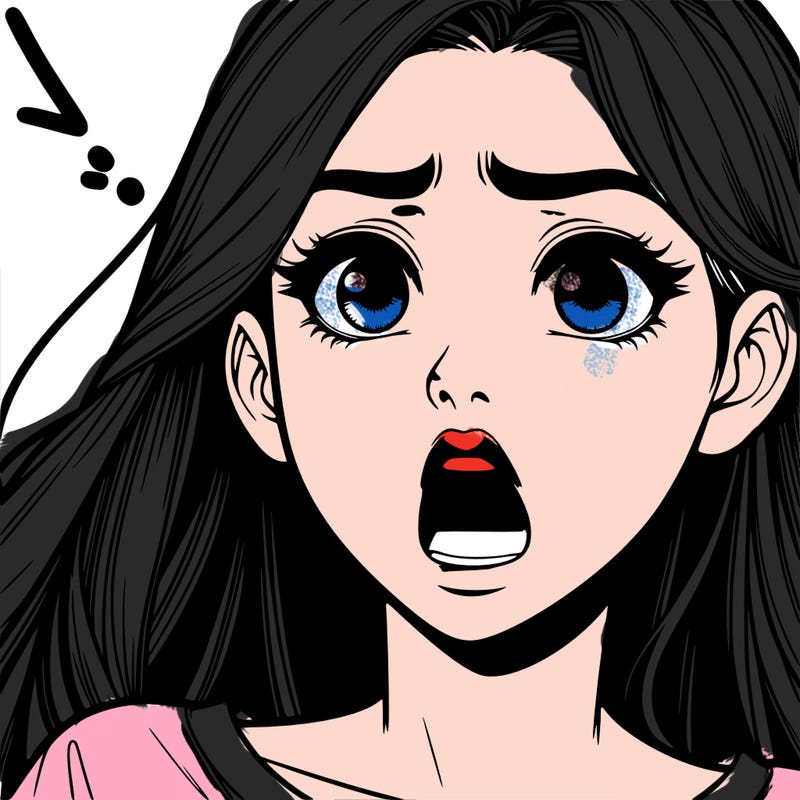 a shocked realistic girl