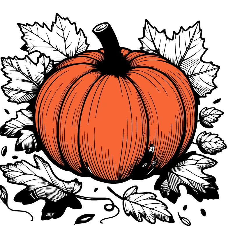 pumpkin with fallen leafs around it realistic