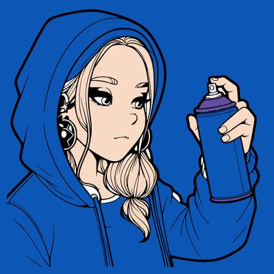 a realistic girl, spray painting