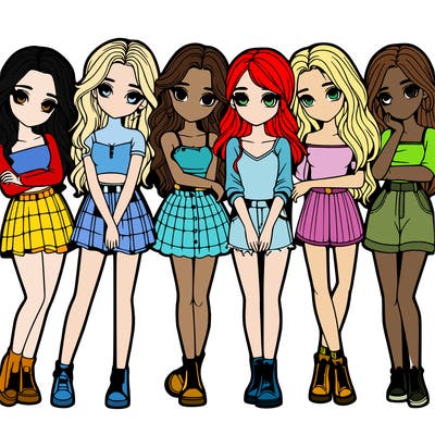 a group of girls realistic