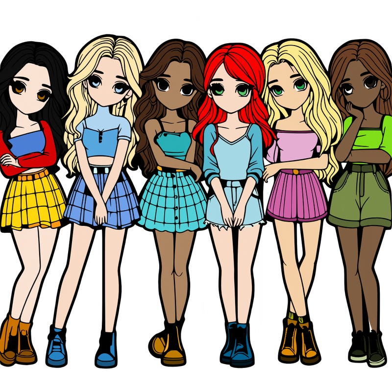 a group of girls realistic