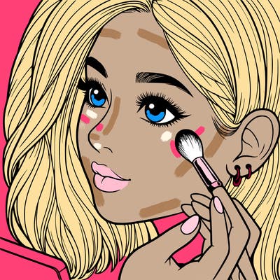 a realistic girl doing her makeup