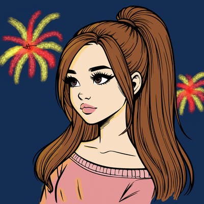 realistic girl with a high ponytail