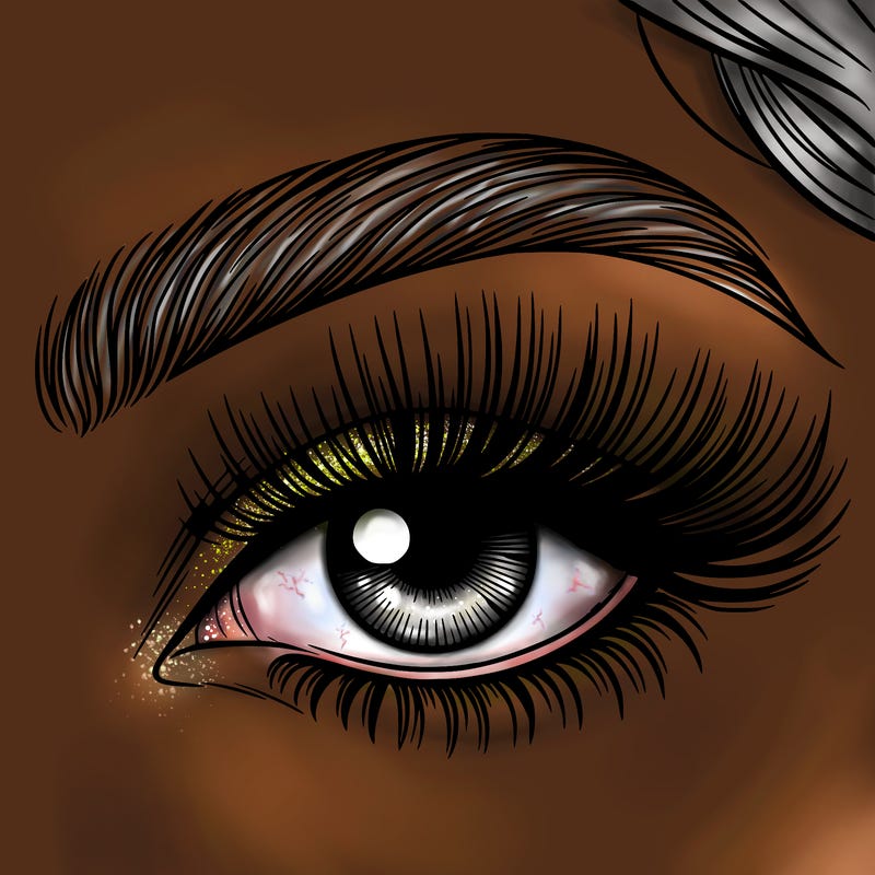 woman close up eye with long eyelashes