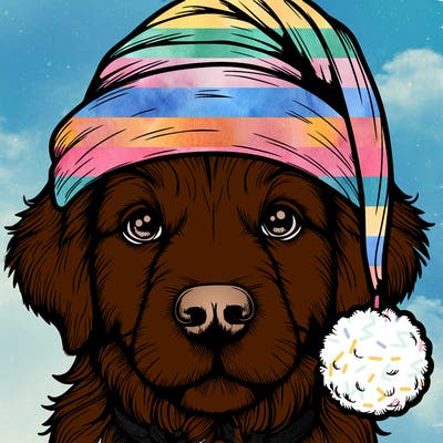 realistic dog with a christmas hat