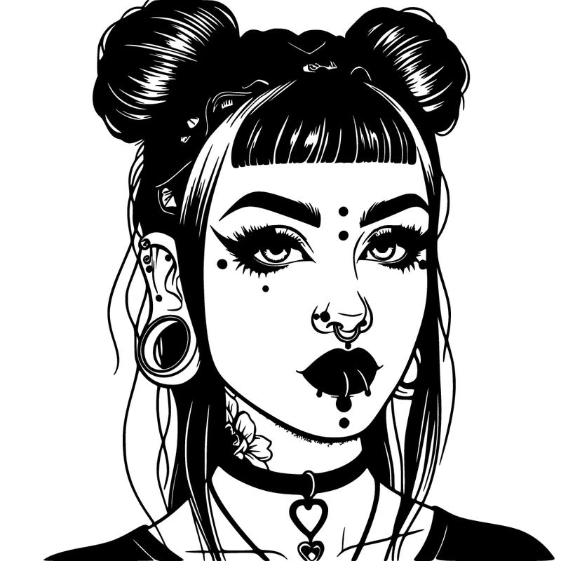 realistic trad goth girl with piercings