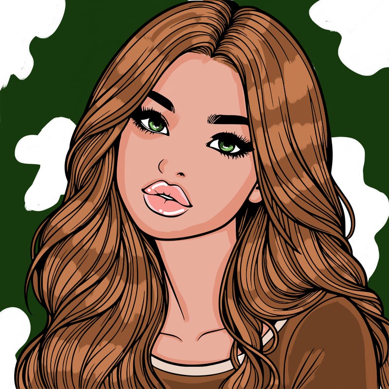 realistic girl with hair on her hair and lips