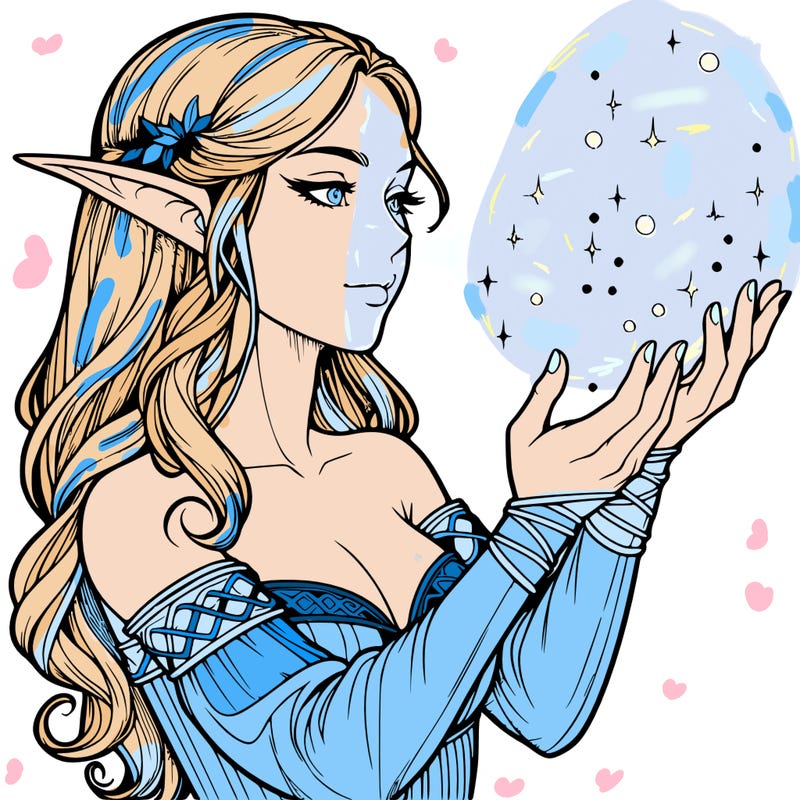 realistic elf girl doing magic