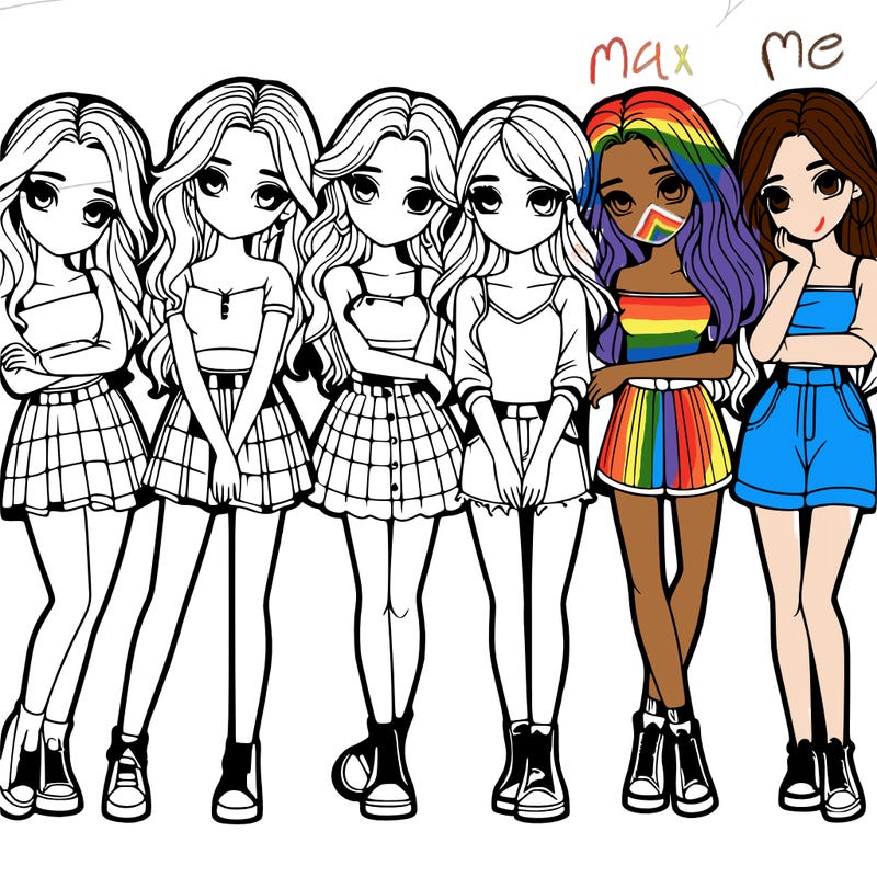 a group of girls realistic