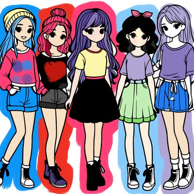 a group of five girls