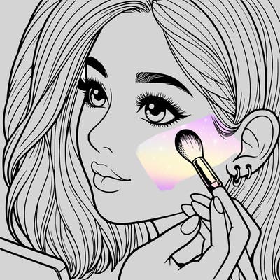 a realistic girl doing her makeup