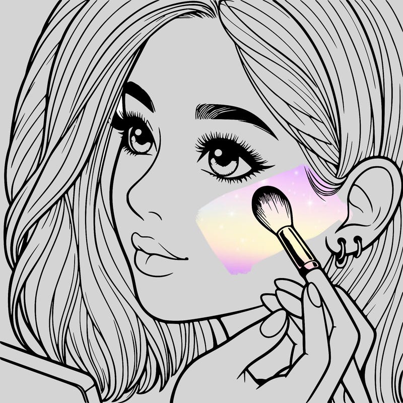 a realistic girl doing her makeup