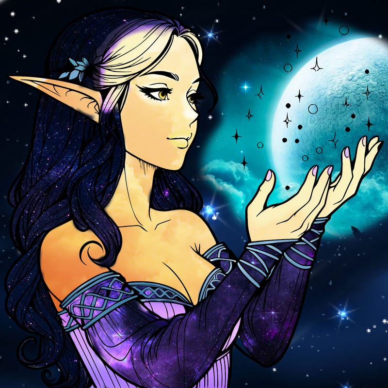 realistic elf girl doing magic