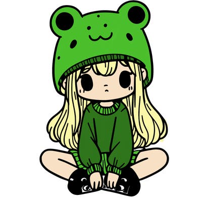 a girl wearing a frog hat and some frog socks