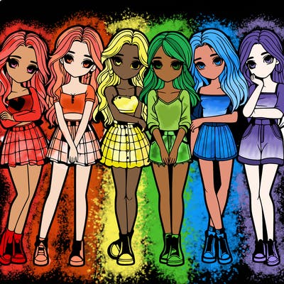 a group of girls realistic