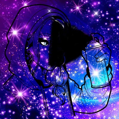 a realistic girl, spray painting