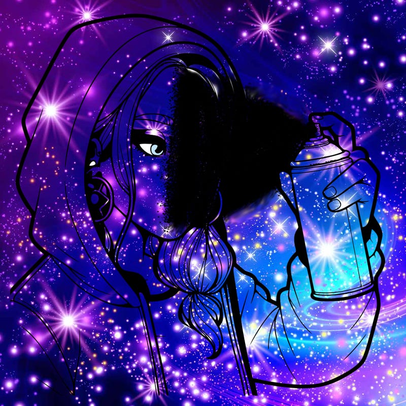 a realistic girl, spray painting