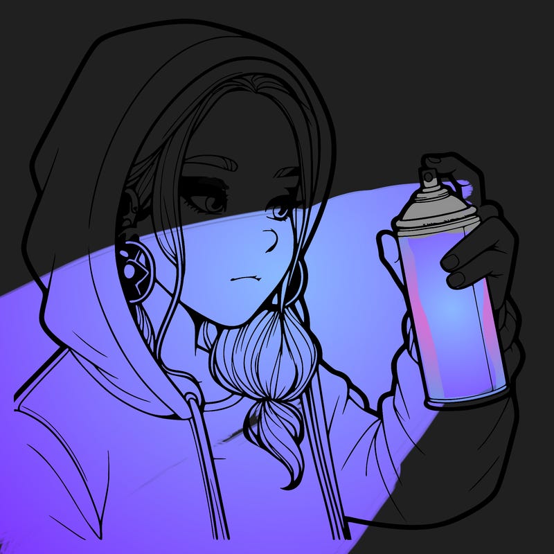 a realistic girl, spray painting