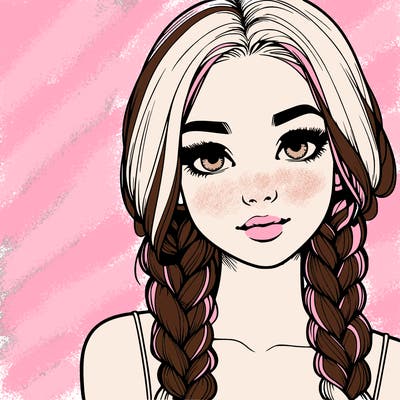 realistic girl with braids