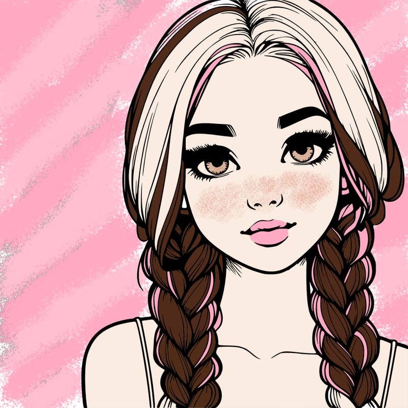 realistic girl with braids