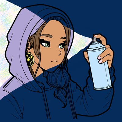 a realistic girl, spray painting