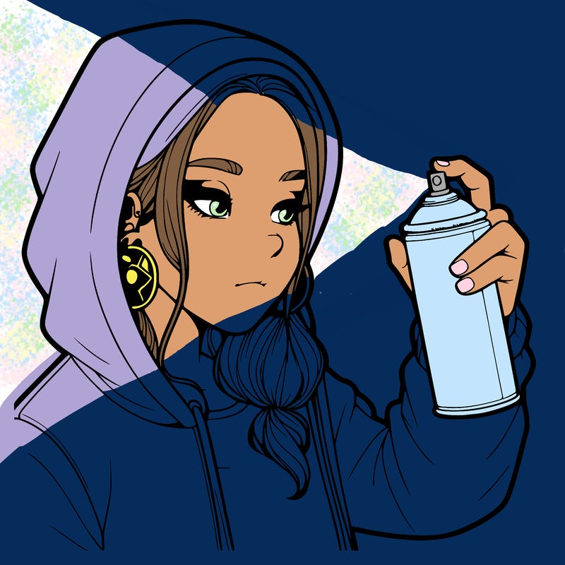 a realistic girl, spray painting