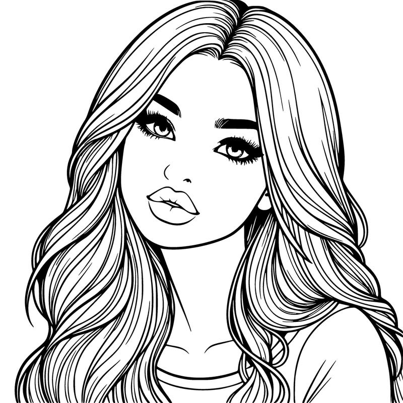 realistic girl with hair on her hair and lips